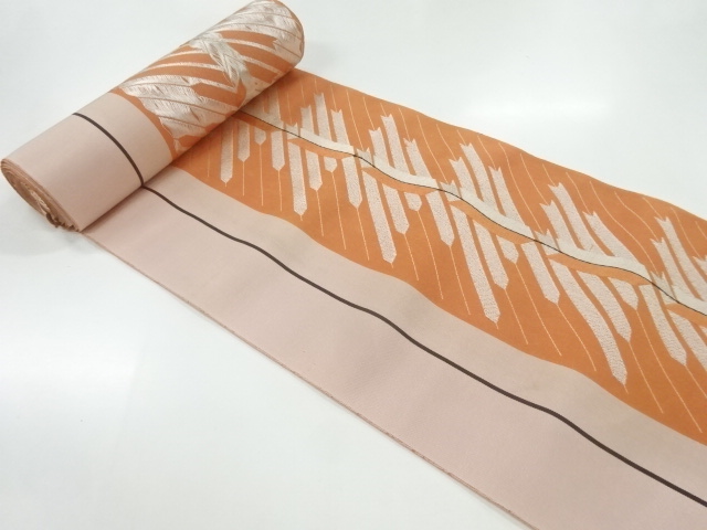JAPANESE KIMONO / ANTIQUE BOLT FOR HASSUN OBI / WOVEN ARROW FEATHERS
